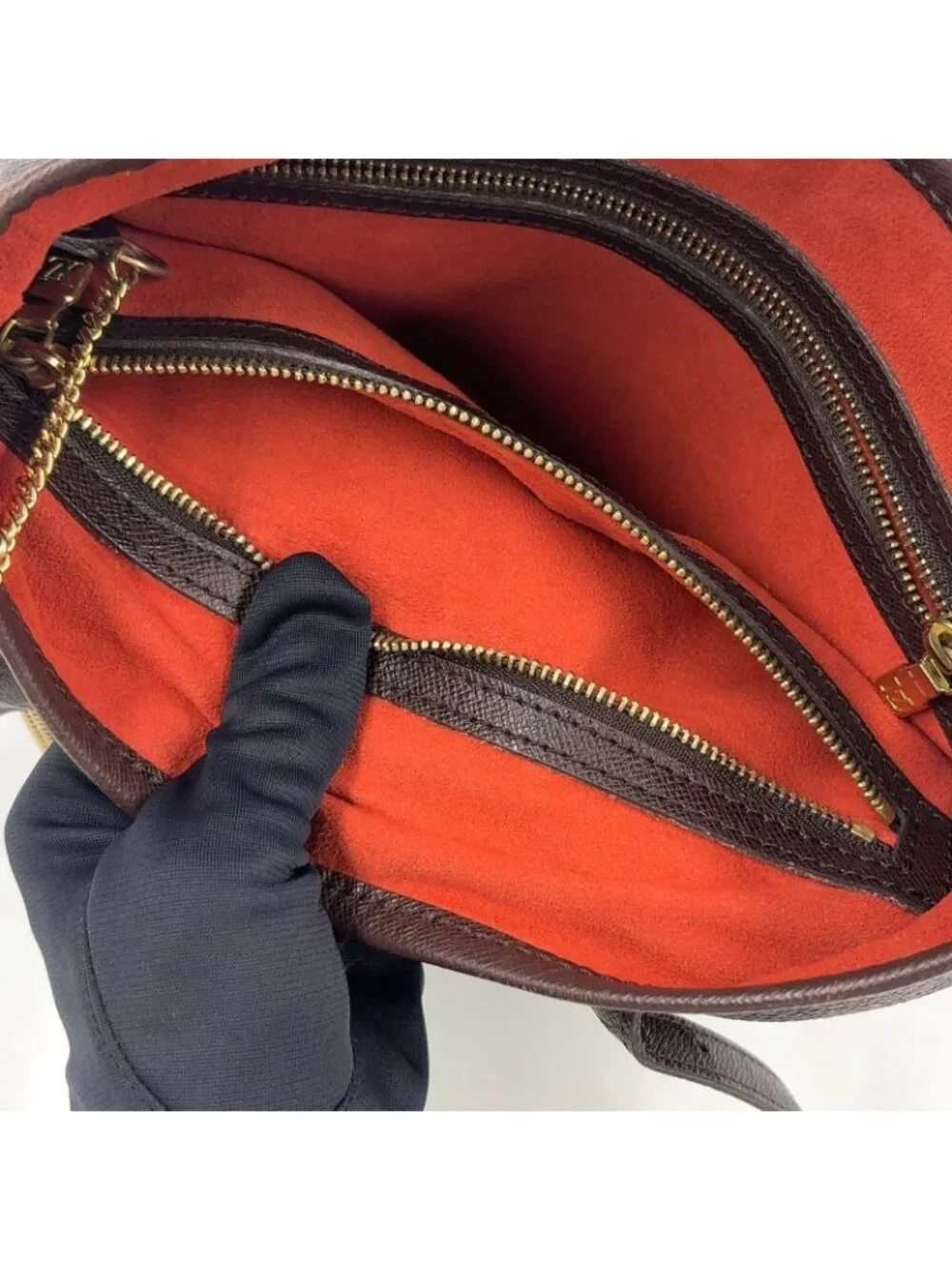 Louis Vuitton Marais Damier Ebene Leather Brown Tote Gold
